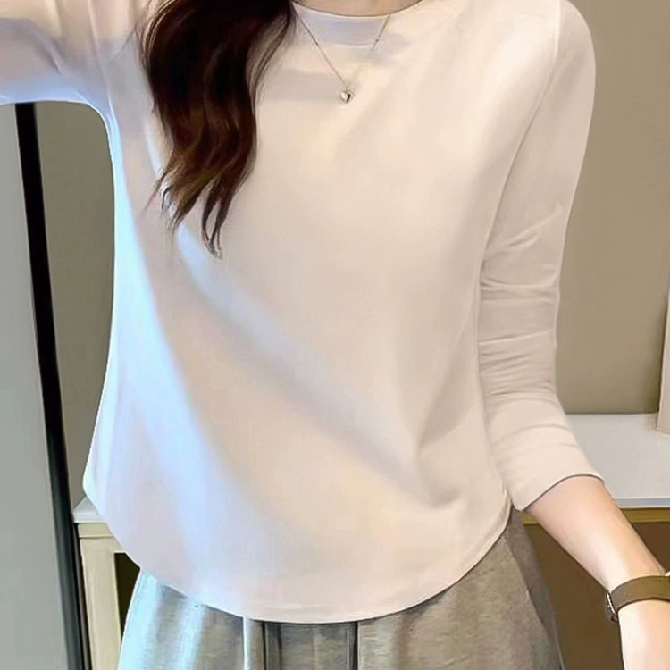 2024 новая весенне-осенняя женская рубашка из чистого хлопка с модным дизайном в корейском стиле, женская рубашка с изогнутым подолом