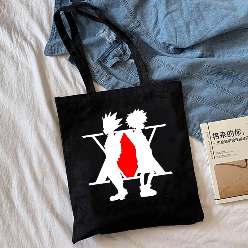Transfronterizo Hunter X Hunter dibujos animados impreso lienzo bolsa de hombro Harajuku estudiante bolso bolsa de compras