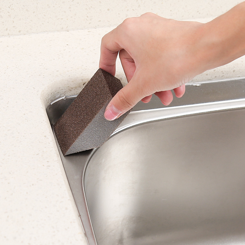 Esponja de limpieza de cocina desincrustación de doble cara espesa lavable fondo de la olla escama negra mágica lavabo esponja de diamante limpiador image 4