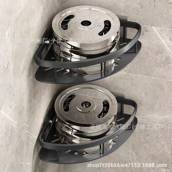 Estante de almacenamiento de aluminio de espacio libre de perforación inodoro trípode baño estante de almacenamiento montado en la pared baño estante de la esquina