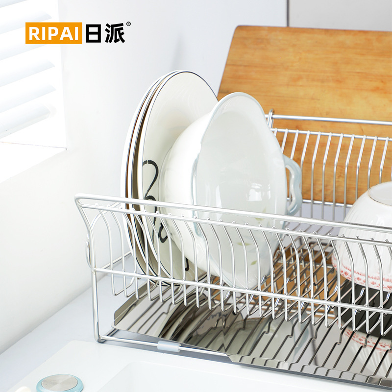 日派 沥水架不锈钢碗碟收纳架子多功能家用厨房台面碗筷沥水篮|undefined