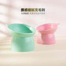 宠物碗斜口糖果色高脚碗护颈防打翻狗食盆猫咪幼犬小型犬通用单碗