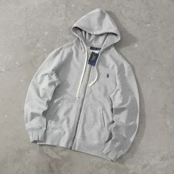 High-Quality Foreign Trade Rl Fleece Pony Embroidered Hooded Zipper Fleece-Lined Thickened Jacket Sweatshirt for Men and Women