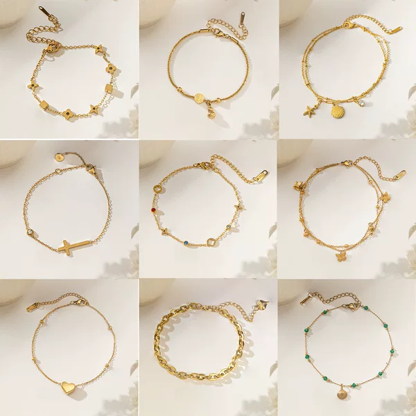 Summer 2026 New Style Light Luxury Niche Girl's High-End 18K Gold Titanium Steel Anklet for Women, Non-Fading Foot Chain Wholesale