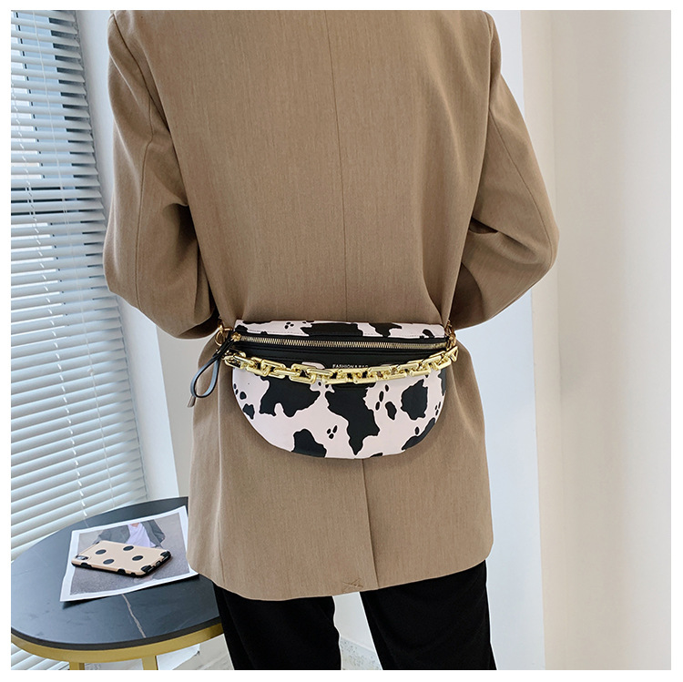 Acrylic Thick Chain Ladies Waist Bag 2021 New Cross-border New Leopard Temperament Chest Bag display picture 16