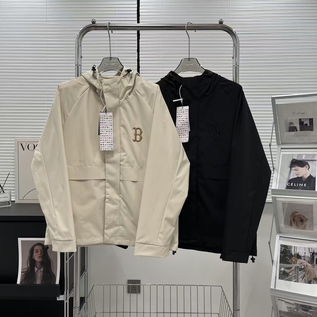 一件代发25年MLB秋连帽开衫落肩透气防风外套夹克情侣款外套新款