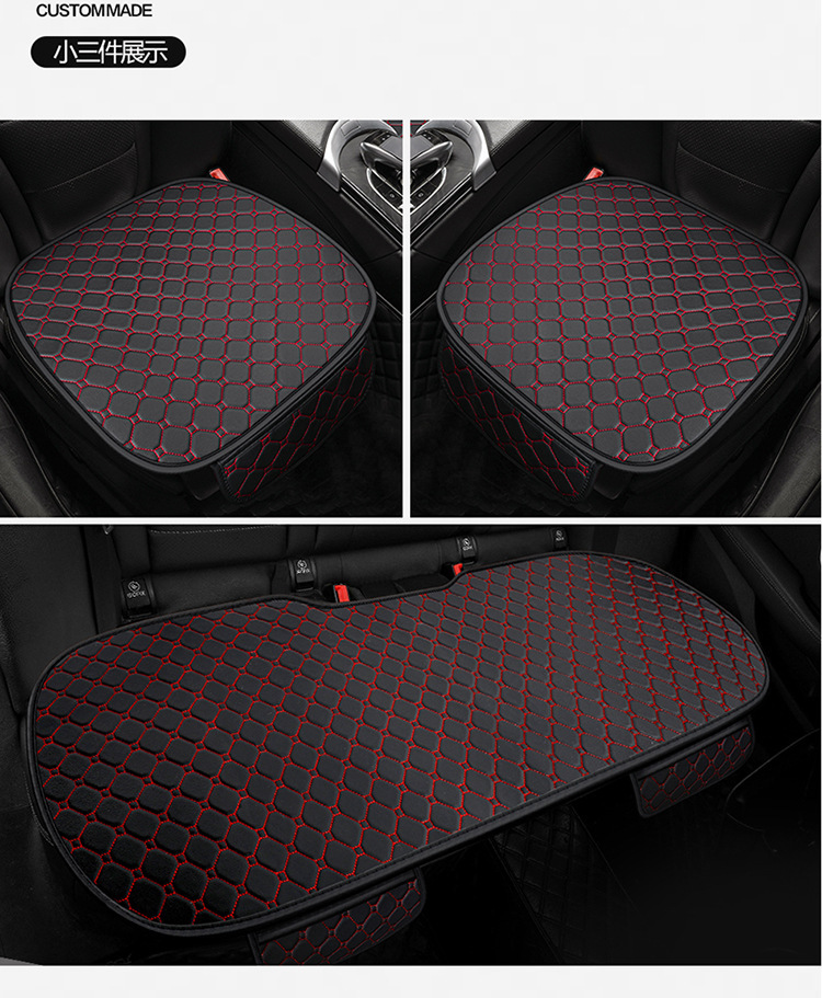 Car seat cushion nano-leather quilted embroidered diamond five-seat universal seat cushion three-piece single four-season cushion manufacturers wholesale