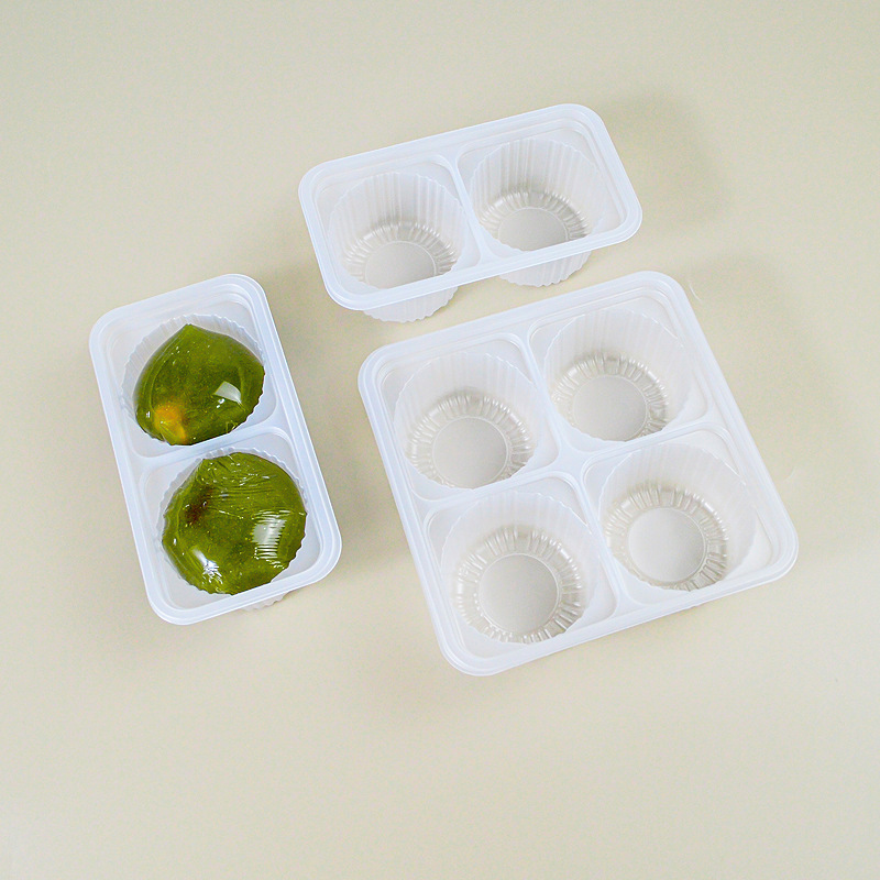 青团塑料托盒4粒清明果托盘方形一次性烘焙蛋黄酥糕点月饼包装盒