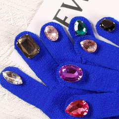 Winter Adult Ins Style Personality Colorful Diamond Gloves Rhinestone Thickened Warm DIY Embellished Drilled Iron Man Nail Art Gloves 