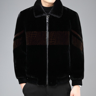 Winter Haining gold mink velvet warm coat men's fur one mink fur coat thick short men's wholesale