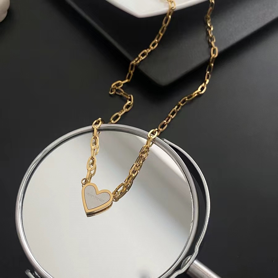 Fashion Heart Shape Titanium Steel Plating Pendant Necklace 1 Piece