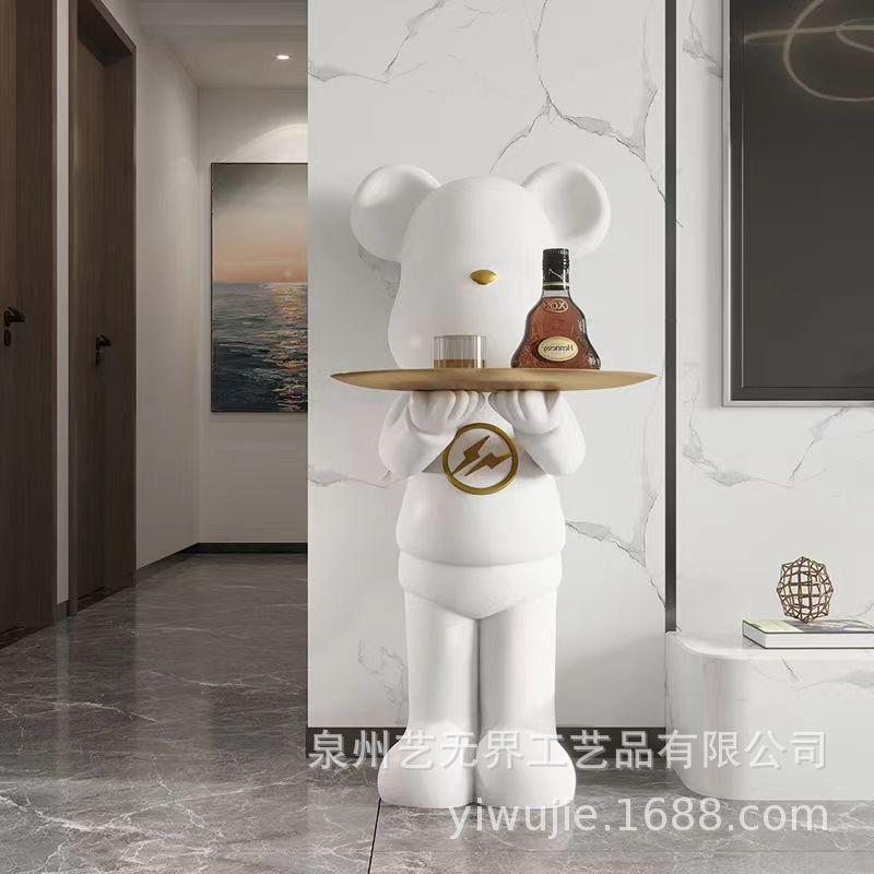 68cm Violent Bear Floor Tray for Living Room, Bedside, Sofa, Moving Gift, Resin Crafts, Large Creative Ornament