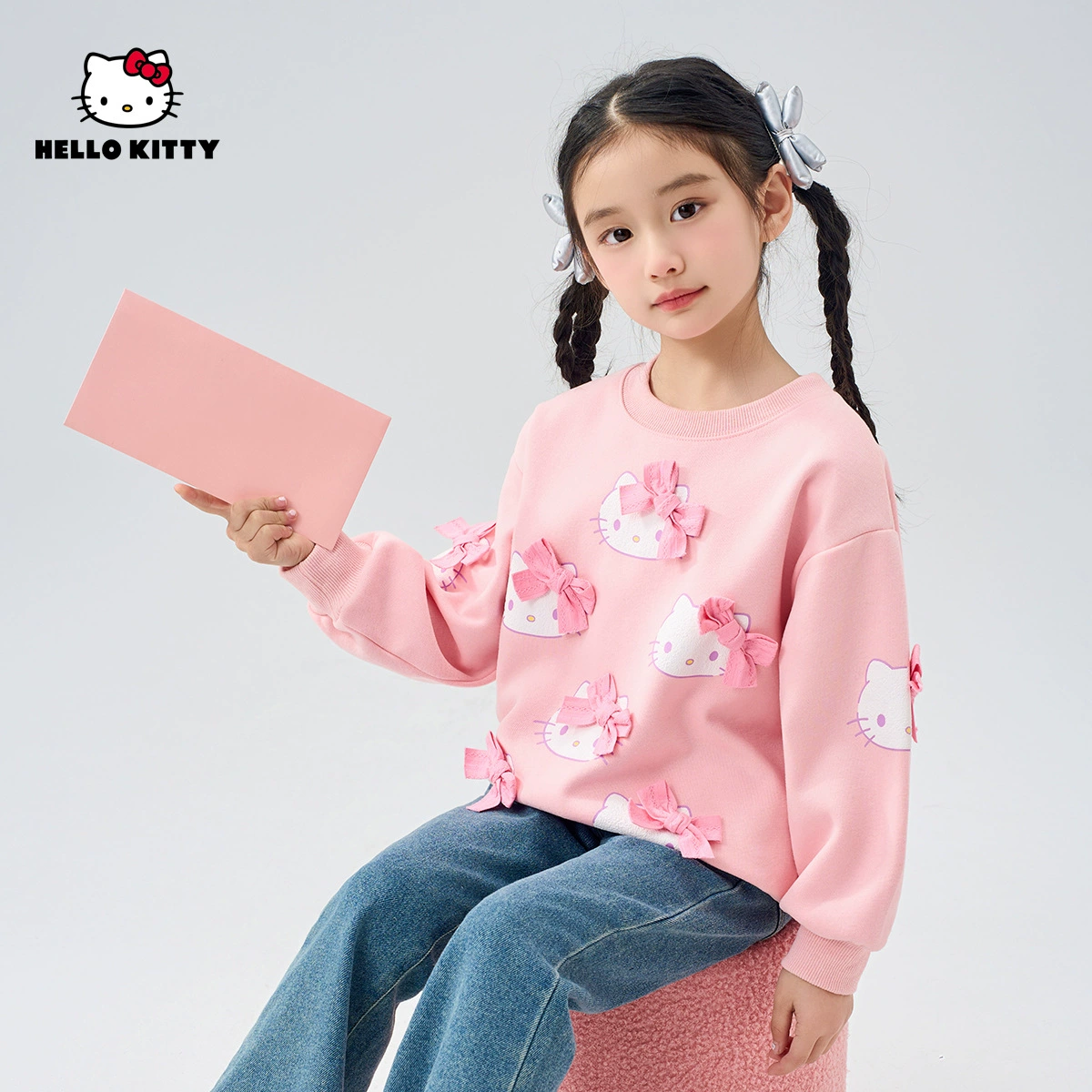 HelloKitty Весна 2025 Новый блузный блузный блузный свиток для девочек