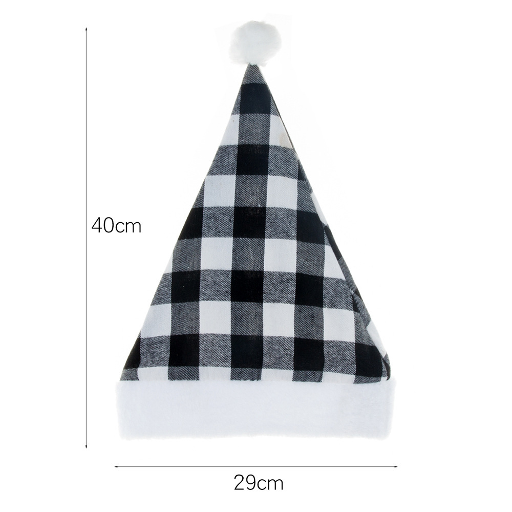 Christmas decorations Party Festive hat Red black and white plaid plaid Christmas hat_voghion.com
