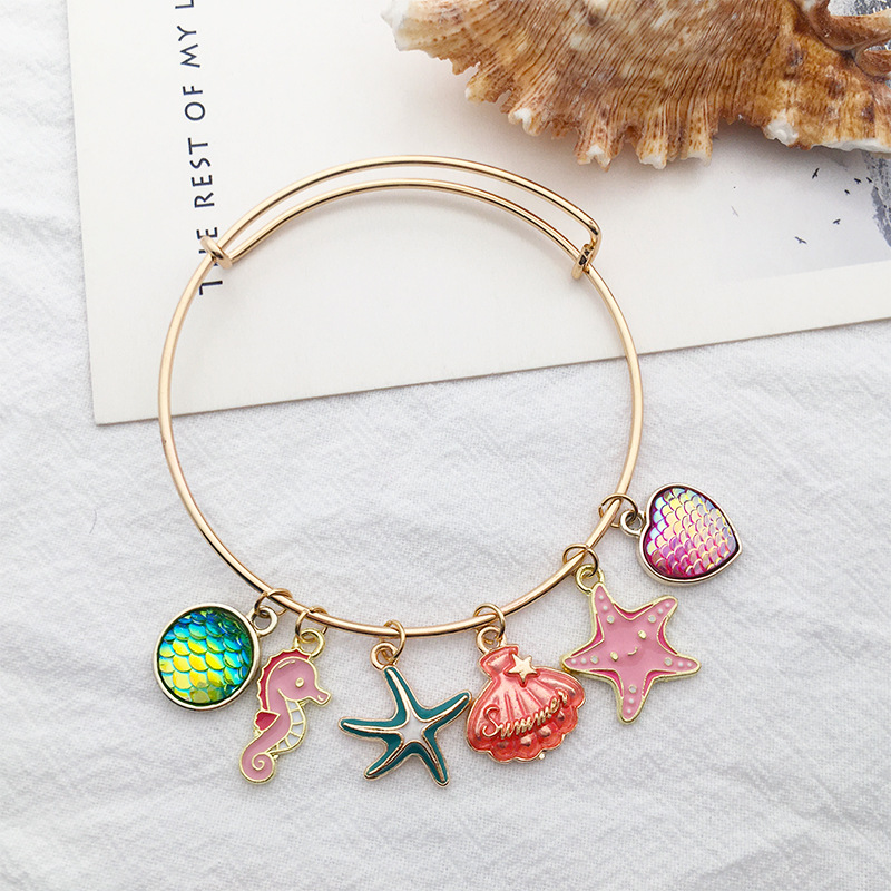 Oil-dripping alloy Marine shark, starfish, mermaid, dolphin pendant, diy bracelet, necklace accessory, pendant pic 5