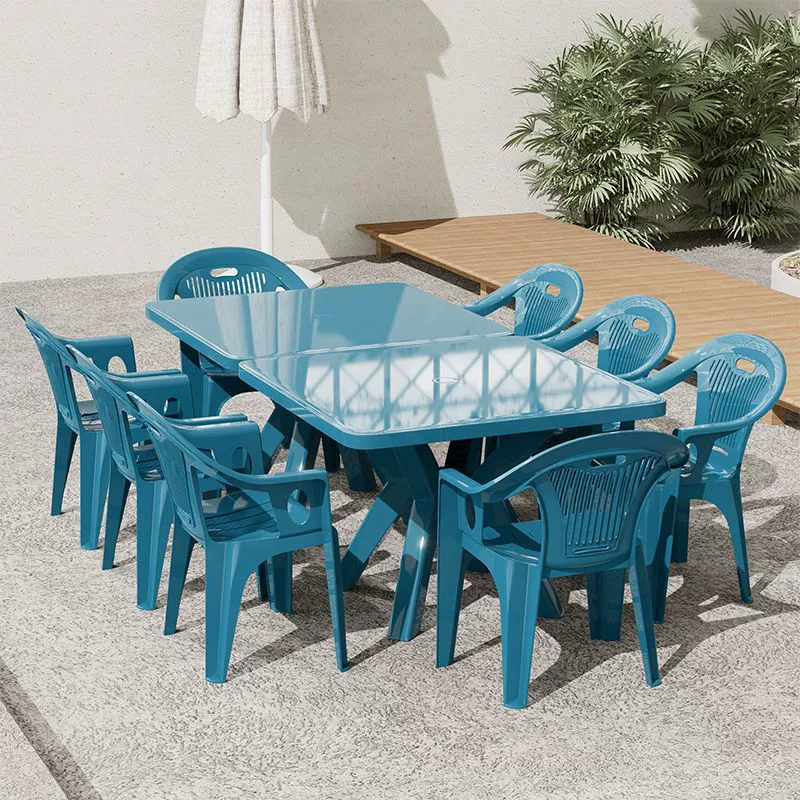 Ночной рынок, киоск для барбекю, утолщенный пластиковый стол и набор стульев для домашнего двора, прочный арендный дом, водонепроницаемая модель уличного стола и стула