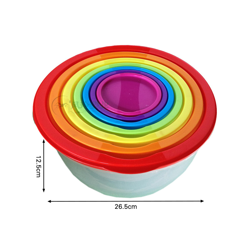 Multifuncional arco iris de verduras y frutas gradiente caja de plástico transparente 7 piezas traje refrigerador caja de almacenamiento fresco