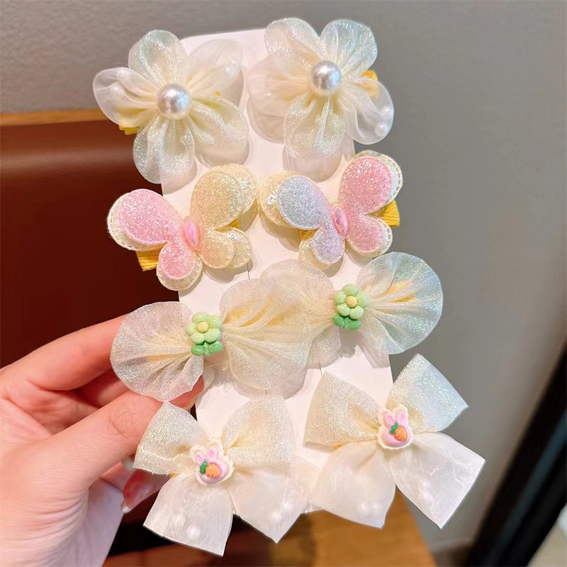 Verano flores de color caramelo clips de pelo para niños princesa super imortal red clip de pelo para niñas arco clips de pelo lotes