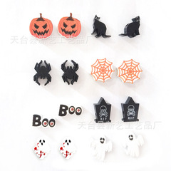 ハロウィーンプリント木珠幽霊木珠祝日飾り子供手作りビーズdiyアクセサリーアクセサリー