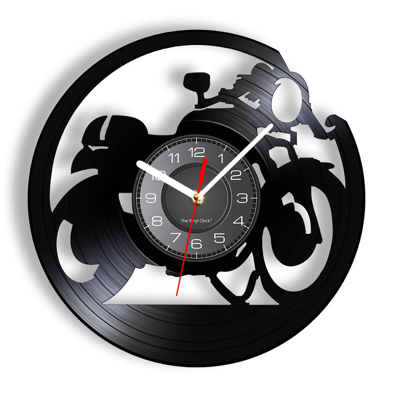 Cafe Racer Clock Vinyl Record Car Garage Wall Clock Classic Motorcycle Wall Clock Time Racer Gift