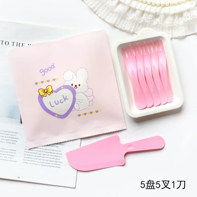 40 sets of pulp trays, disposable knife and fork trays, tableware, birthday cake trays, party, plastic set
