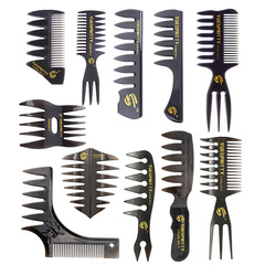 廠家復古油頭梳子大背頭梳子套裝飛機頭美發梳男士造型梳插梳燙金