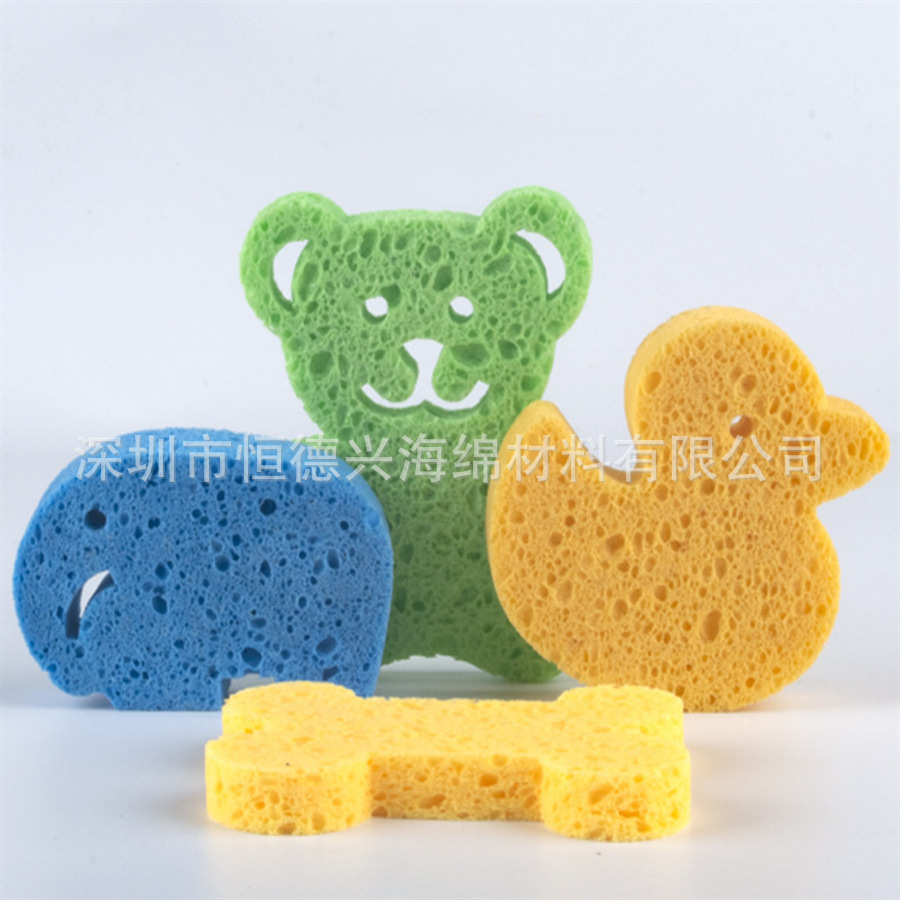 压缩圆形木浆海绵 天然木桨清洁海绵 黄色纤维吸水膨胀沐浴木浆棉