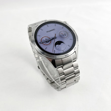 适用于华为gt4 手表带三珠平扣钢带弧形无缝隙接口不锈钢表带