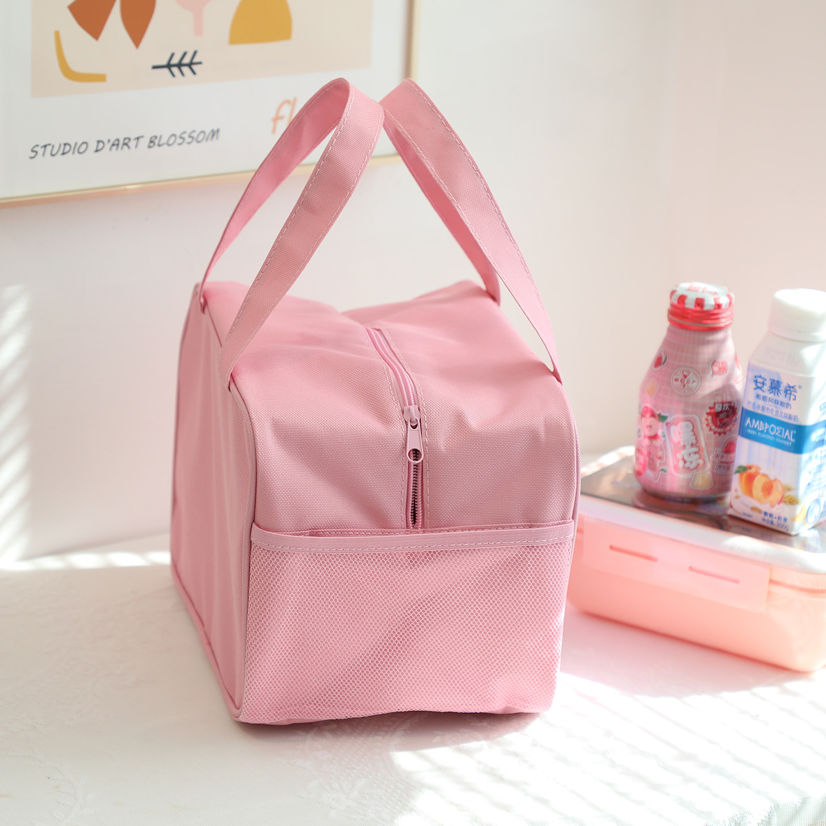 Nuevo coolomi de dibujos animados pequeño perro Blanco Bolsa de aislamiento estudiante de la escuela primaria de gran capacidad con bolsillo lateral bolsa de almuerzo Portátil Bolsa de Almuerzo