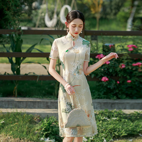 Women Chinese dress Oriental Retro Qipao Cheongsam model show miss etiquette dressr girl improved cheongsam classical Chinese cheongsam Mr Black dress young