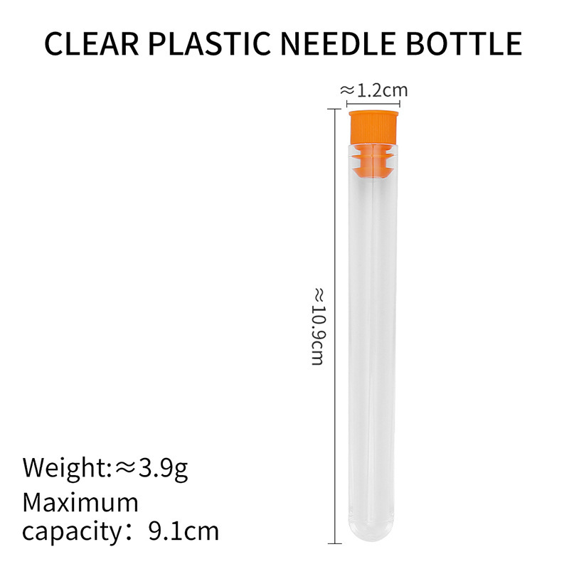 Tubo de aguja, almacenamiento de plástico transparente, botella de aguja, herramienta de costura de bricolaje hecha a mano, tubo de almacenamiento de aguja de coser a mano para el hogar, tubo de aguja
