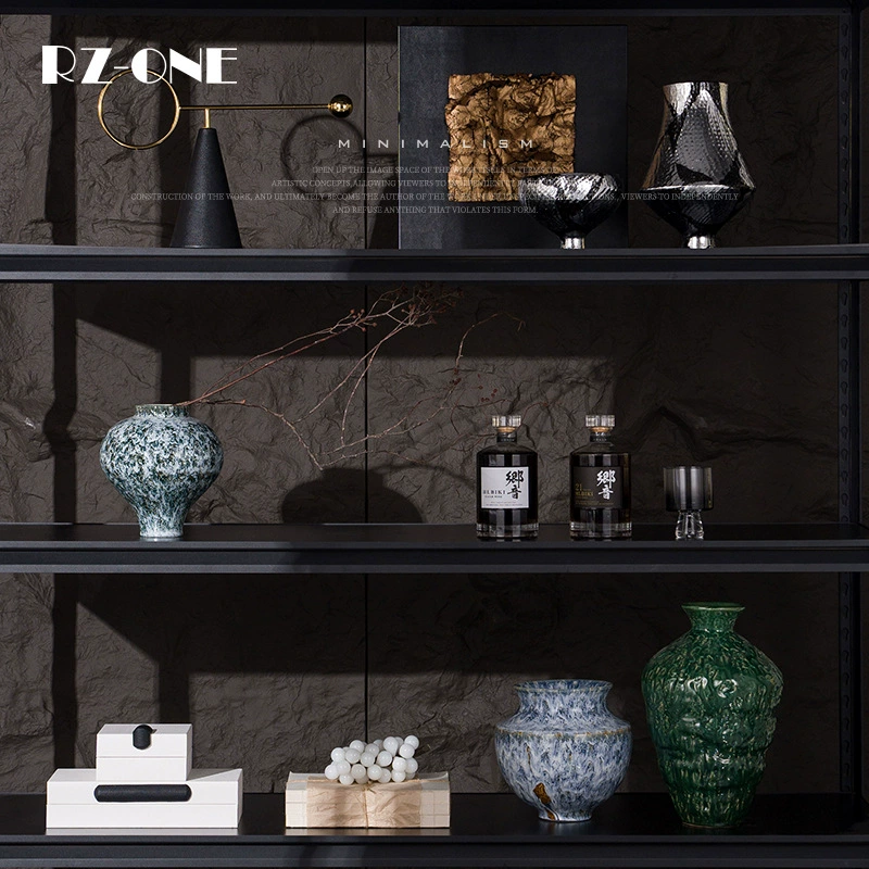 Комплект для чайной комнаты Craftsman Thirteen: Элитный дизайн в новом китайском стиле, открытые полки, комбинация для кабинета, с винтажными керамическими украшениями