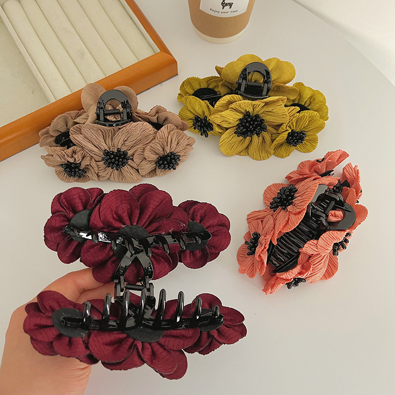 European And American Retro Simplicity Three-Dimensional Flower Elegant Hair Clip 2024 New Bow Hair Accessories Hairpin Ponytail Grabbing Clip display picture 6