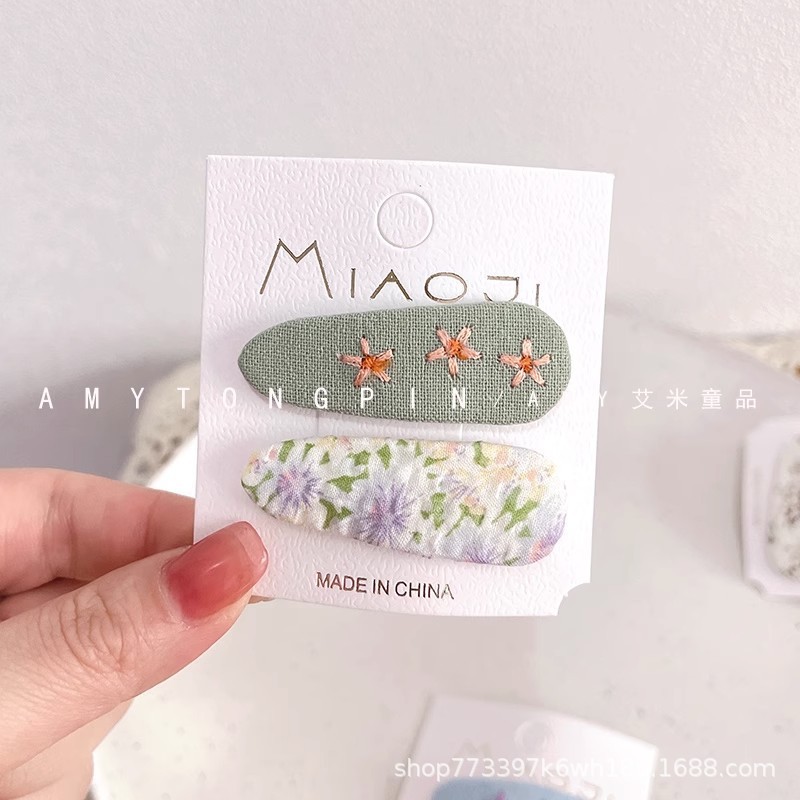 子供用の花のヘアピンの赤ちゃんの綿と麻の布芸の刺繍の前髪のクリップのヘアピンの乳幼児のかわいいクリップのヘアピン|undefined