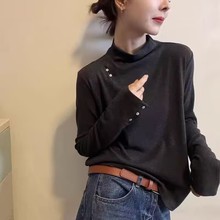 厂家直销半高领打底衫2025今年流行爆款巨好看上衣纯色立领内搭潮