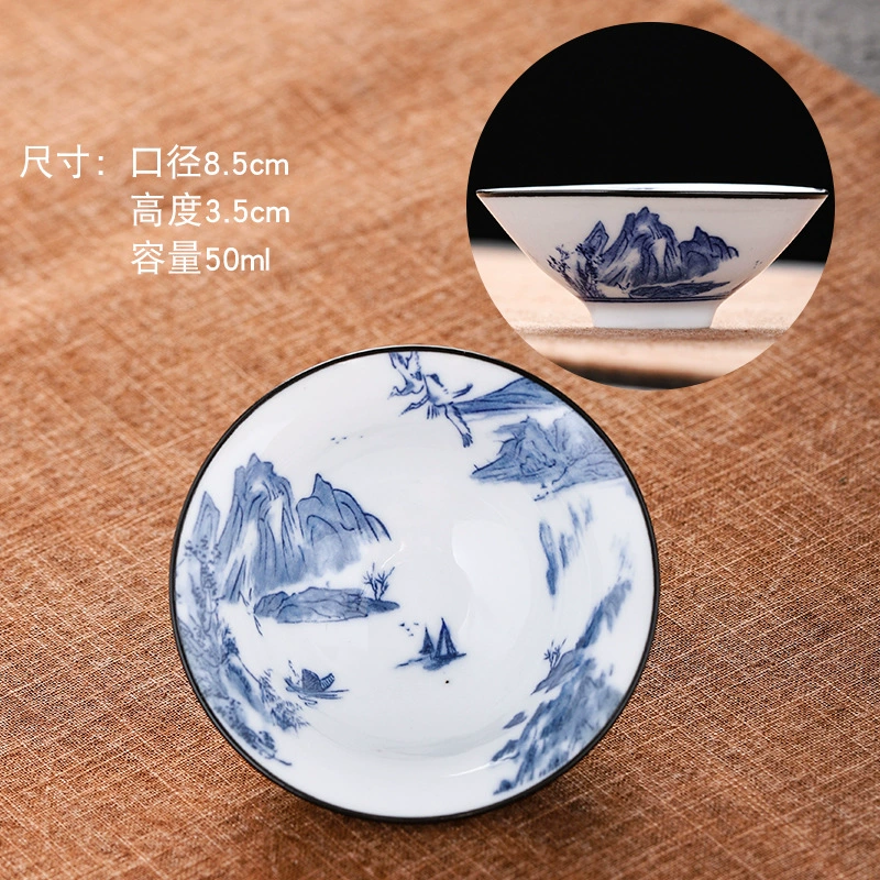 Retro blue and white ceramic tea set, tea cup, Birthday gift