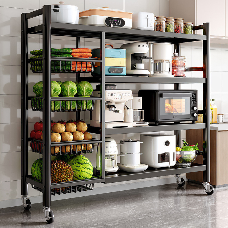Estante de cocina Estante de almacenamiento de canasta de verduras multicapa de piso Estante de almacenamiento multifuncional para el hogar Estante de almacenamiento de bocadillos