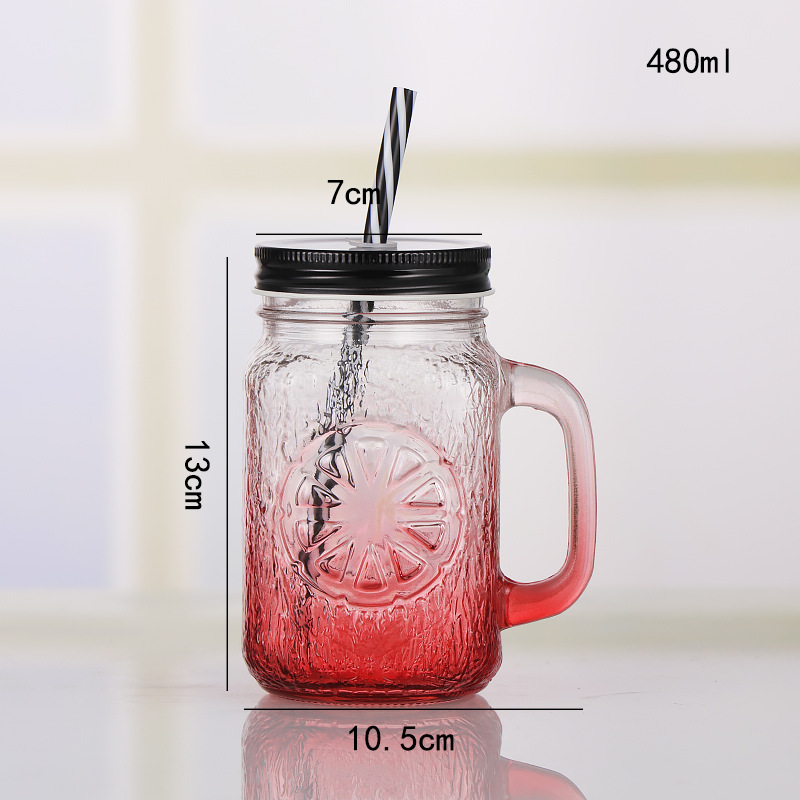 Fábrica al por mayor Polla taza Internet celebridad gradiente color Mason taza paja vidrio taza con mango fútbol taza de agua