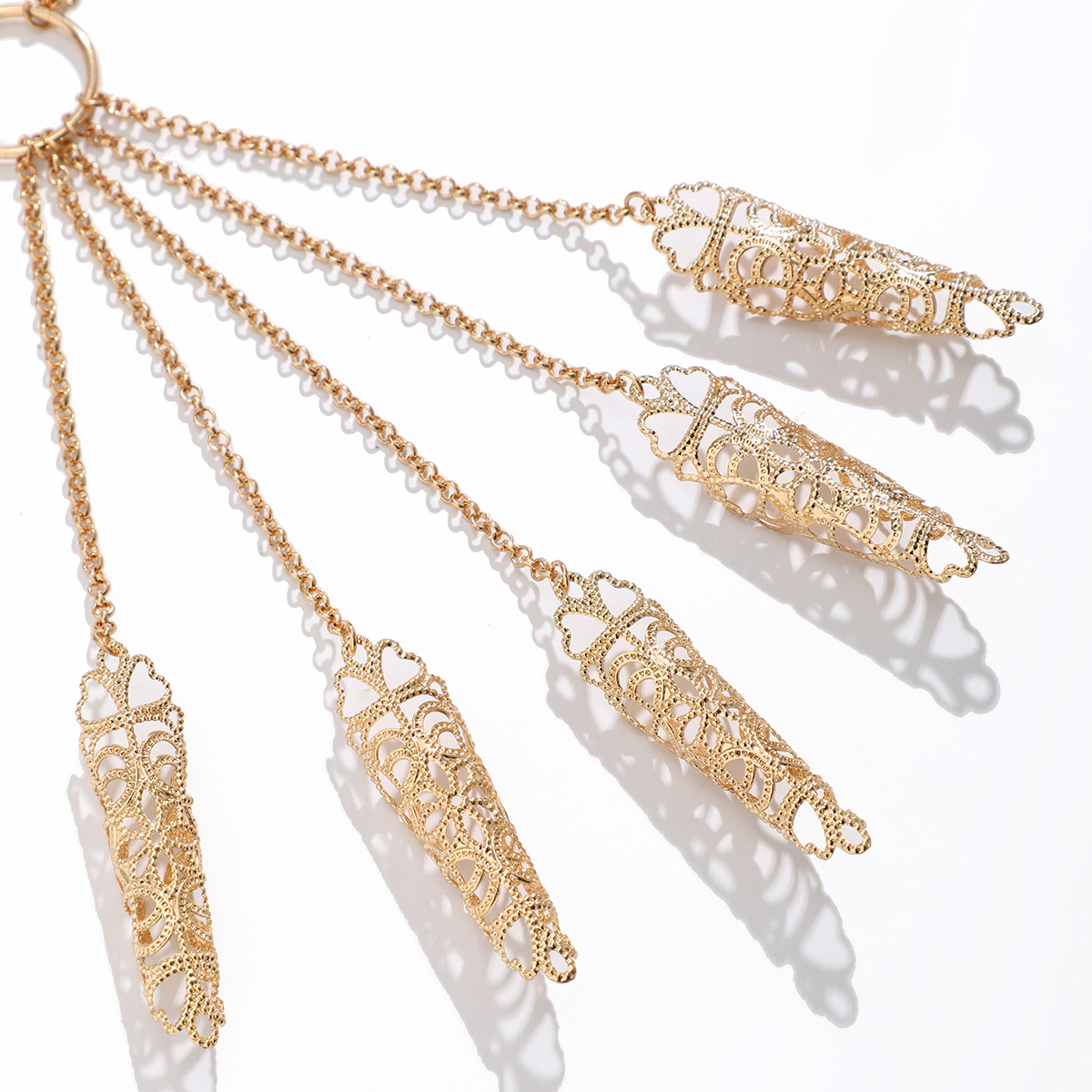 Bracelet chaîne à griffes de doigt Punk, anneaux de pointe d'ongle, motif creux, griffes de doigt de reine ancienne pour femmes et filles, Halloween Cosplay_voghion.com