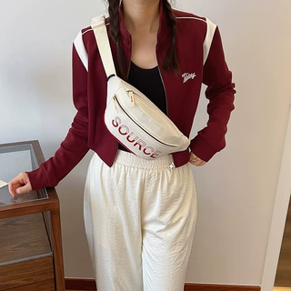 学生胸包网红韩版时尚少女腰包百搭洋气可爱斜挎包休闲印花单肩包