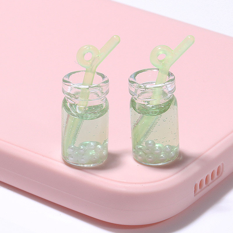 夏の真珠ガラスの曲がりの瓶の円柱の小さいサイズのキーホルダーのカバンのペンダントの文房具のアクセサリーの部品|undefined