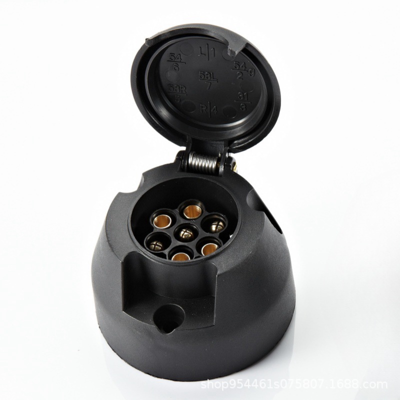 7-Core Plastic Socket 7-Core Plug Socket Round Socket Trailer Connector Trailer Accessories 12V European Style
