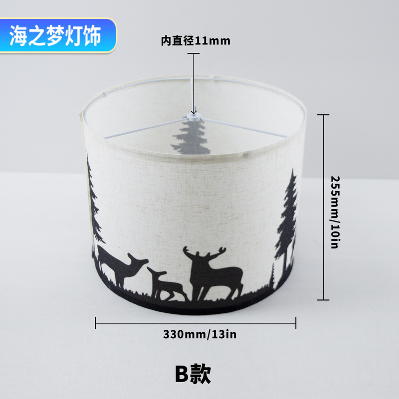 跨境亚马逊彩印图案台灯灯罩酒店民宿装饰拆卸布艺吊灯落地灯灯罩|undefined
