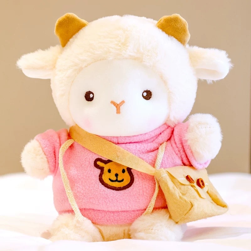 Muñeca de cambio de ropa de oveja de Polk almohada regalo de cumpleaños actividad de seguridad arrojando muñeca de agarración emoción acompañante muñeca de cordero