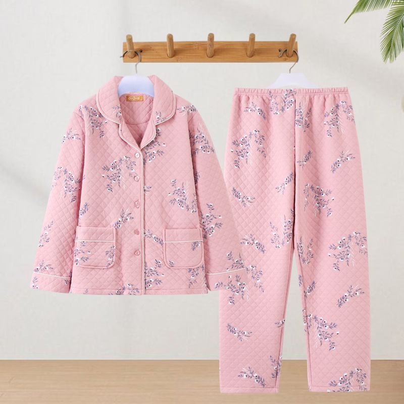 Invierno de aire algodón 100% pijamas de algodón grueso de las mujeres Primavera, Otoño e Invierno desgaste del hogar más tamaño desgaste exterior capa intermediaria