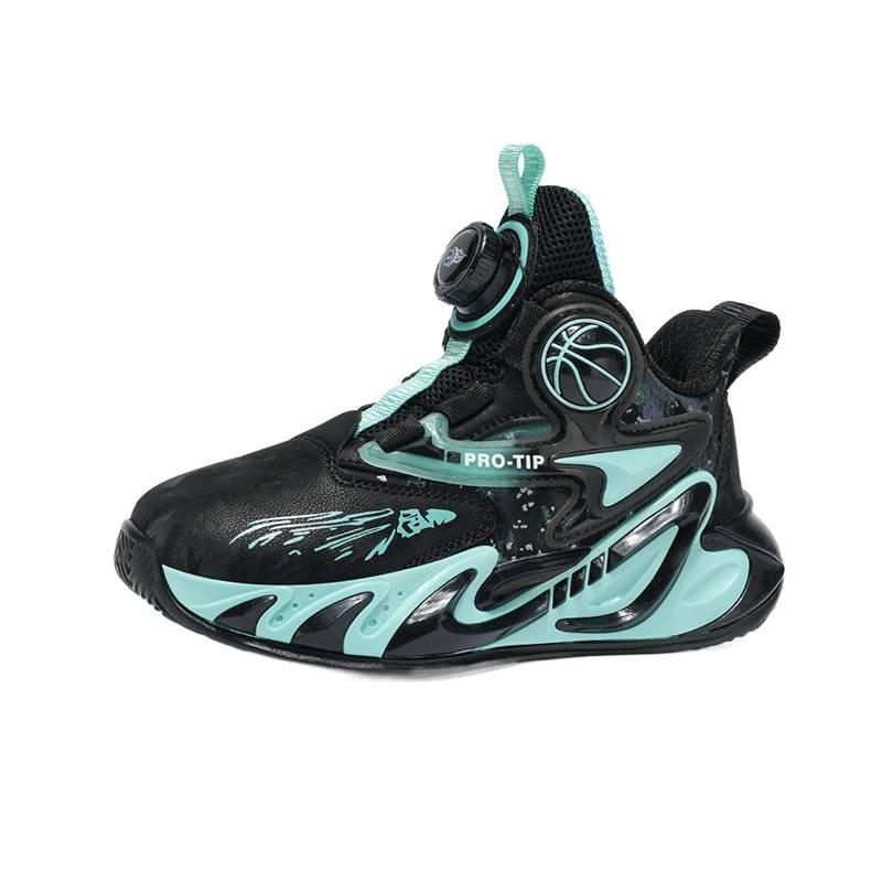 Explosiones de botón giratorio zapatos de baloncesto para niños con suela gruesa antideslizante zapatos deportivos fríos al aire libre.