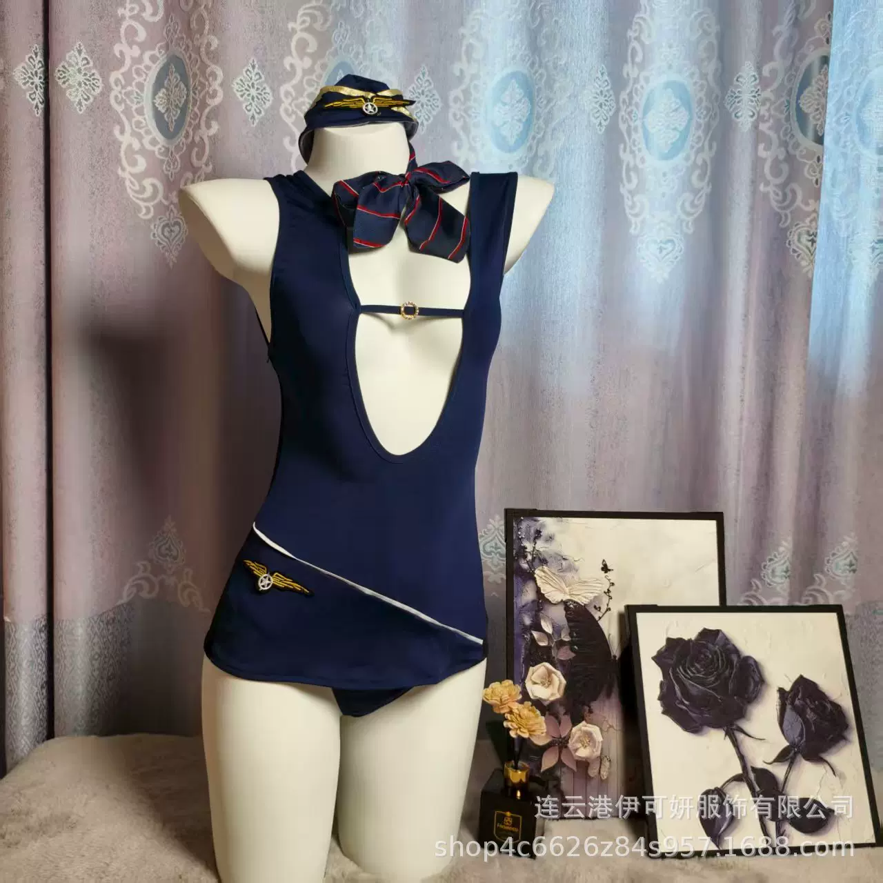 伊可妍私家空乘包臀裙套装制服诱惑调情透视裸臀大码情趣内衣6403