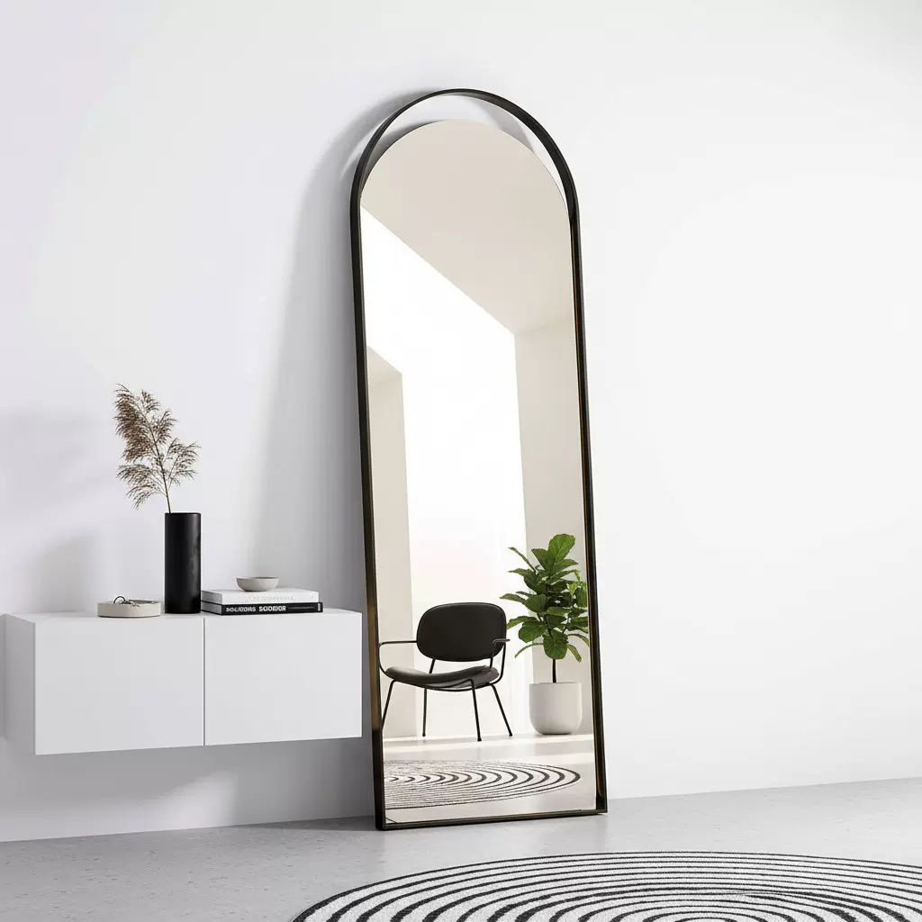 外贸批发镜拱形落地镜轻奢全身镜现代简约穿衣镜北欧金属边装饰镜