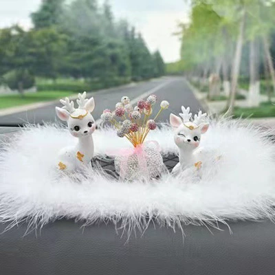 Safe journey deer car Car ornaments - white-little-fairy-deer-pink-white-diamond-star-medium-wool-pad-send-no-mark-glue-10