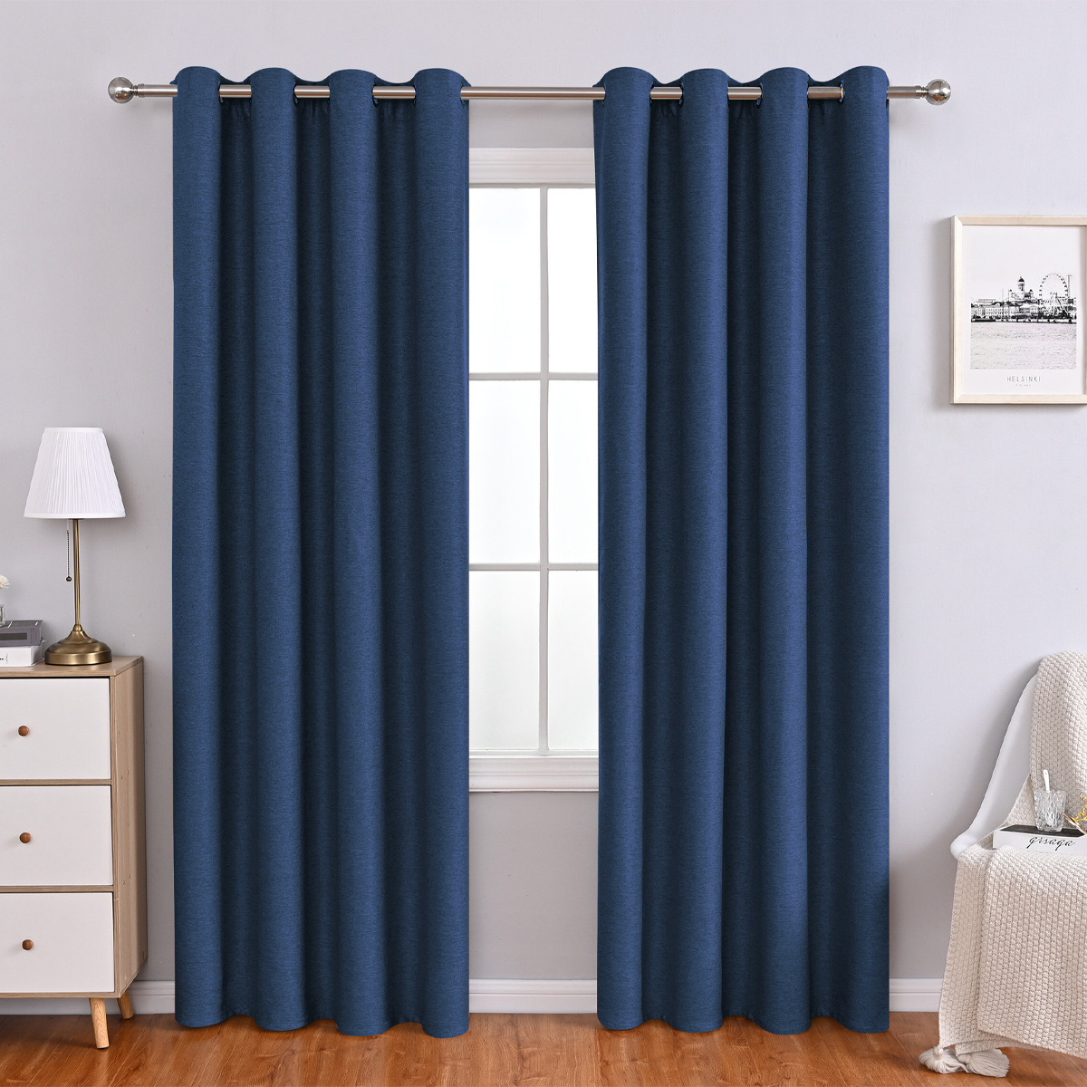 Cortinas opacas de lino de doble cara estilo japonés para dormitorio, sala de estar, balcón, cortinas de protección solar, sensación de alta gama, venta transfronteriza, venta al por mayor en stock